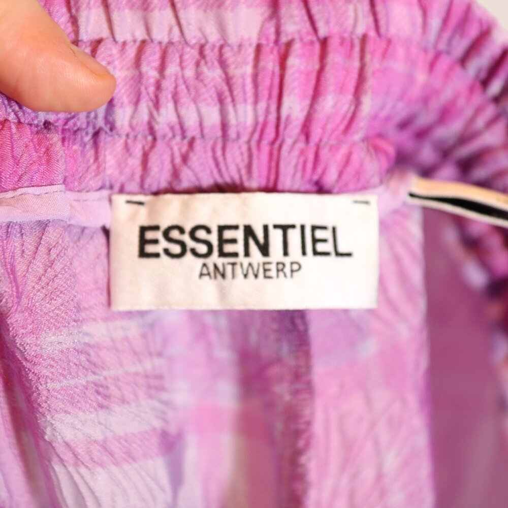 Essentiel Antwerp Lilac Purple Donuts Checked Wide Leg Pant 40 Large Floral Bold - Picture 5 of 9